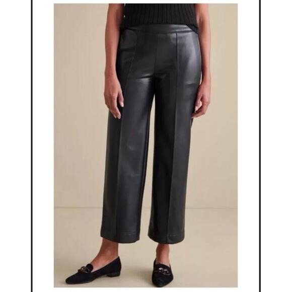 Soft Surroundings Rivka Faux Leather Pants Black Pull On 1X Wide‎ Leg Stretch - Picture 13 of 13